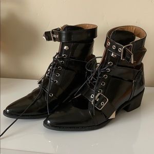 Nasty Gal black lace up booties - Celine doop